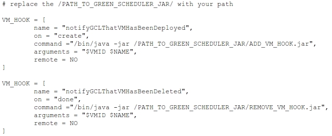 Green Cloud Scheduler Hooks Configuration